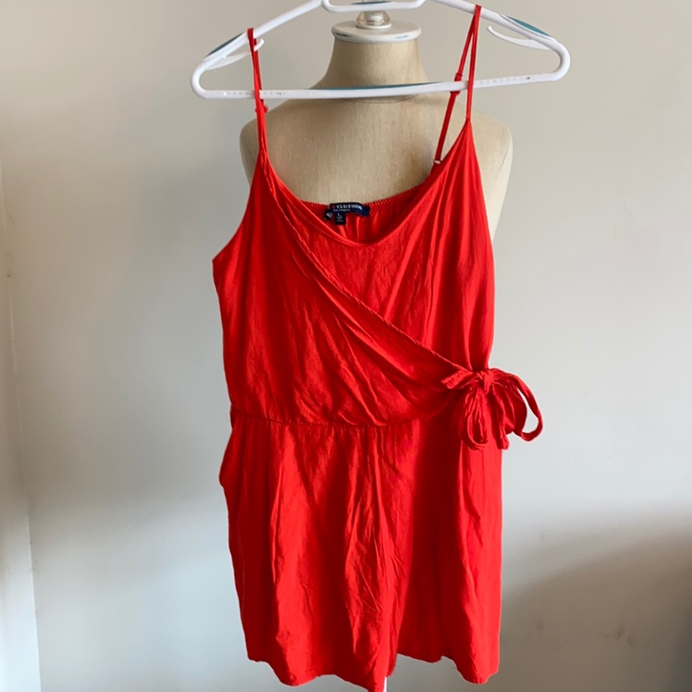 Red tie waist tank top blouse
